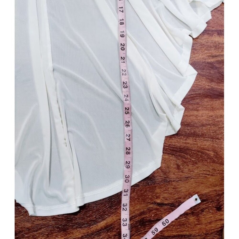 Love University Women's White Sheer Zipper Front High Low Long Sleeve Blouse 3XL - Picture 9 of 9